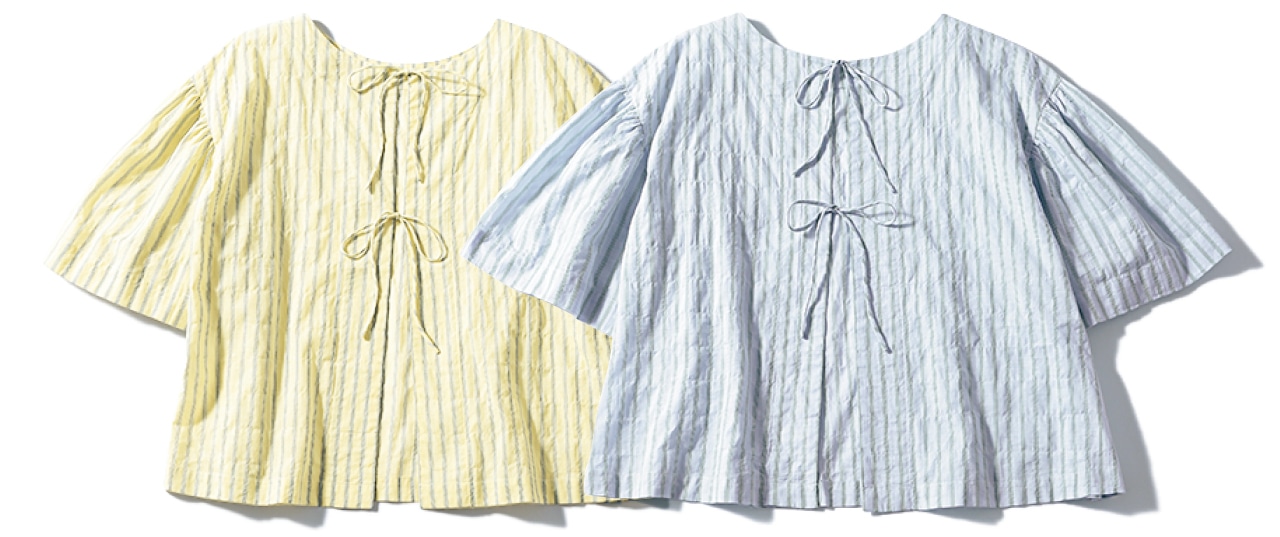 12closet（トゥエルブクローゼット）【洗える】前後2WAYストライプブラウス