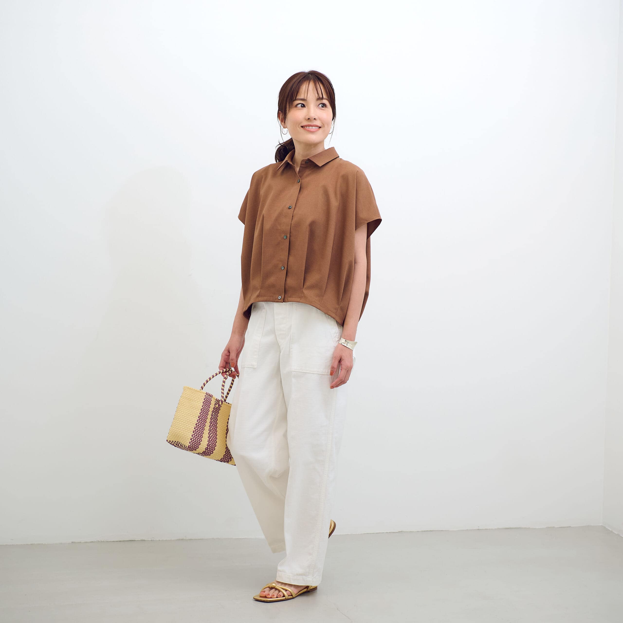 OURHOME【LEE別注】【接触冷感】【UVカット】【吸水速乾】タックブラウス