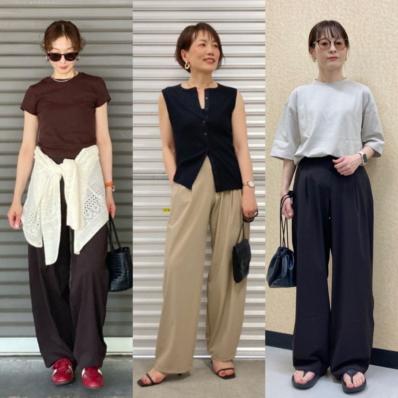 ユニクロ「ウルトラストレッチアクティブワイドパンツ」身長別コーデ