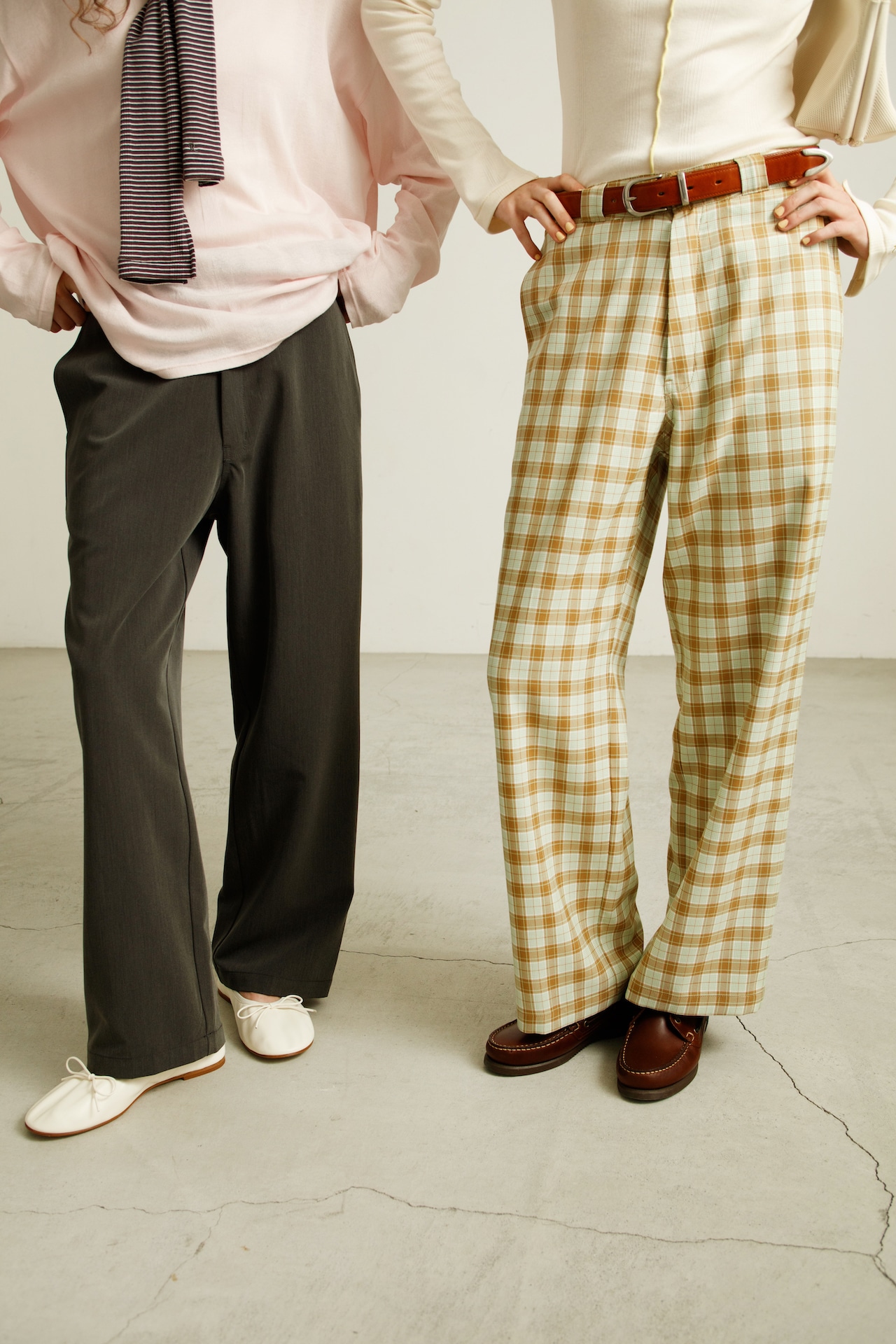 「Dickies® for RHC ワークパンツ」グレー、ベージュ