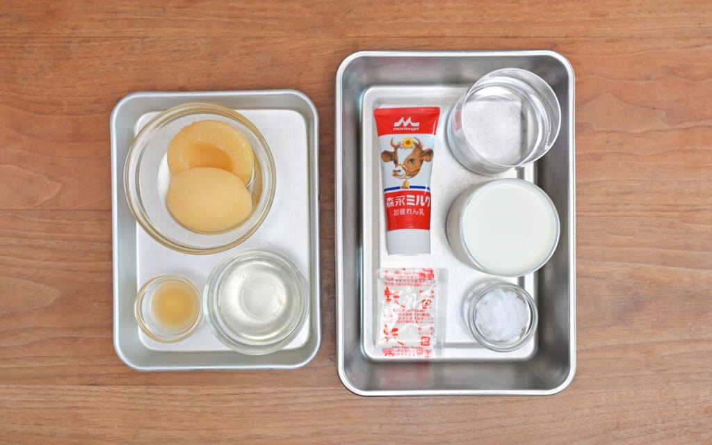 「もも缶のミルク寒天」の材料