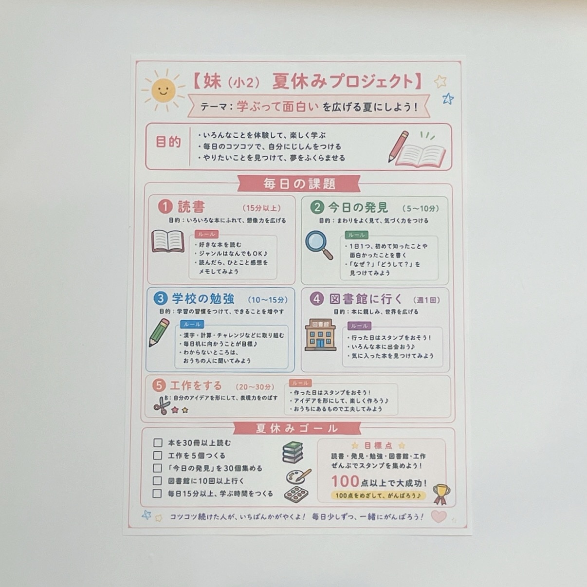 夏休み学習計画