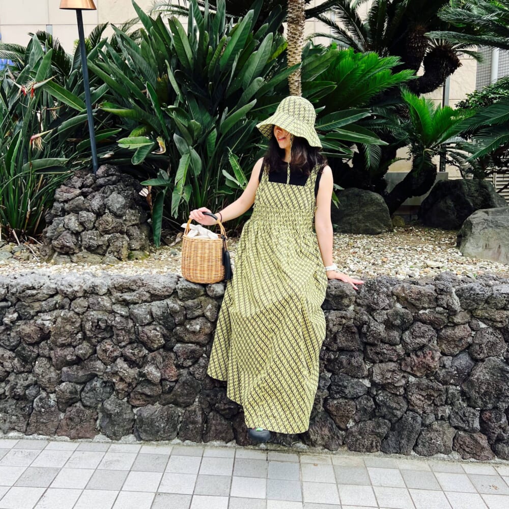 Sara Mallika/サラマリカ Geometric Pattern Tuck Sleeveless Dress ワンピース