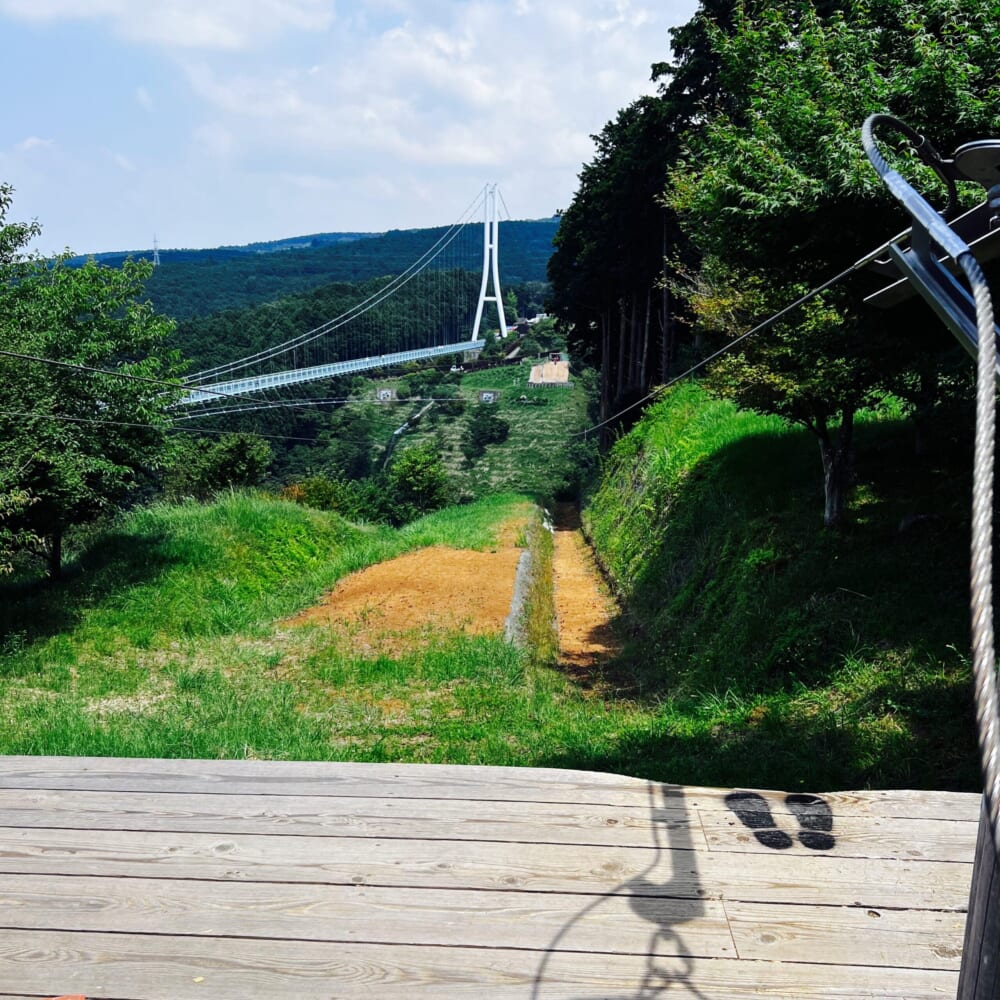 静岡県三島市　三島スカイウォーク　森のアスレチック【フォレストアドベンチャー】　ロングジップスライド