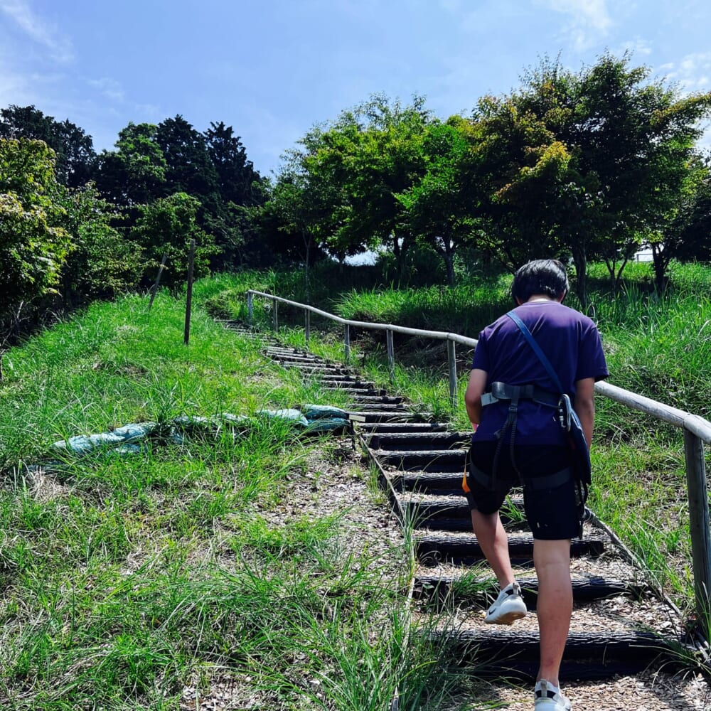 静岡県三島市　三島スカイウォーク　森のアスレチック【フォレストアドベンチャー】　ロングジップスライド