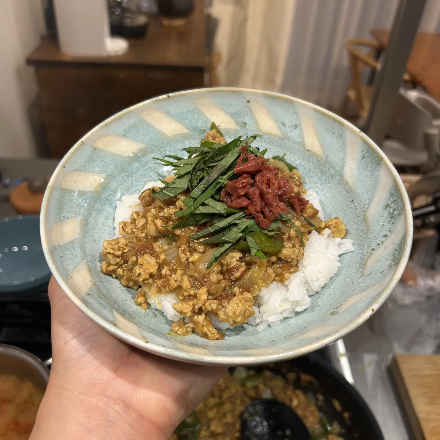 「和風梅干しキーマカレーのっけ飯」完成
