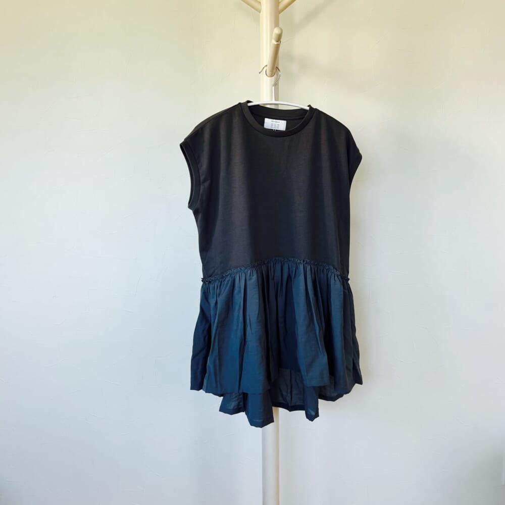 12closet (トゥエルブクローゼット)【洗える】異素材切り替えフレンチTシャツ