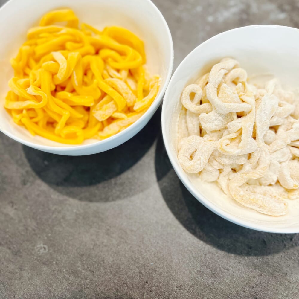 パスタ 麺 自作 自由研究 全卵 卵黄 たらこ カルボナーラ