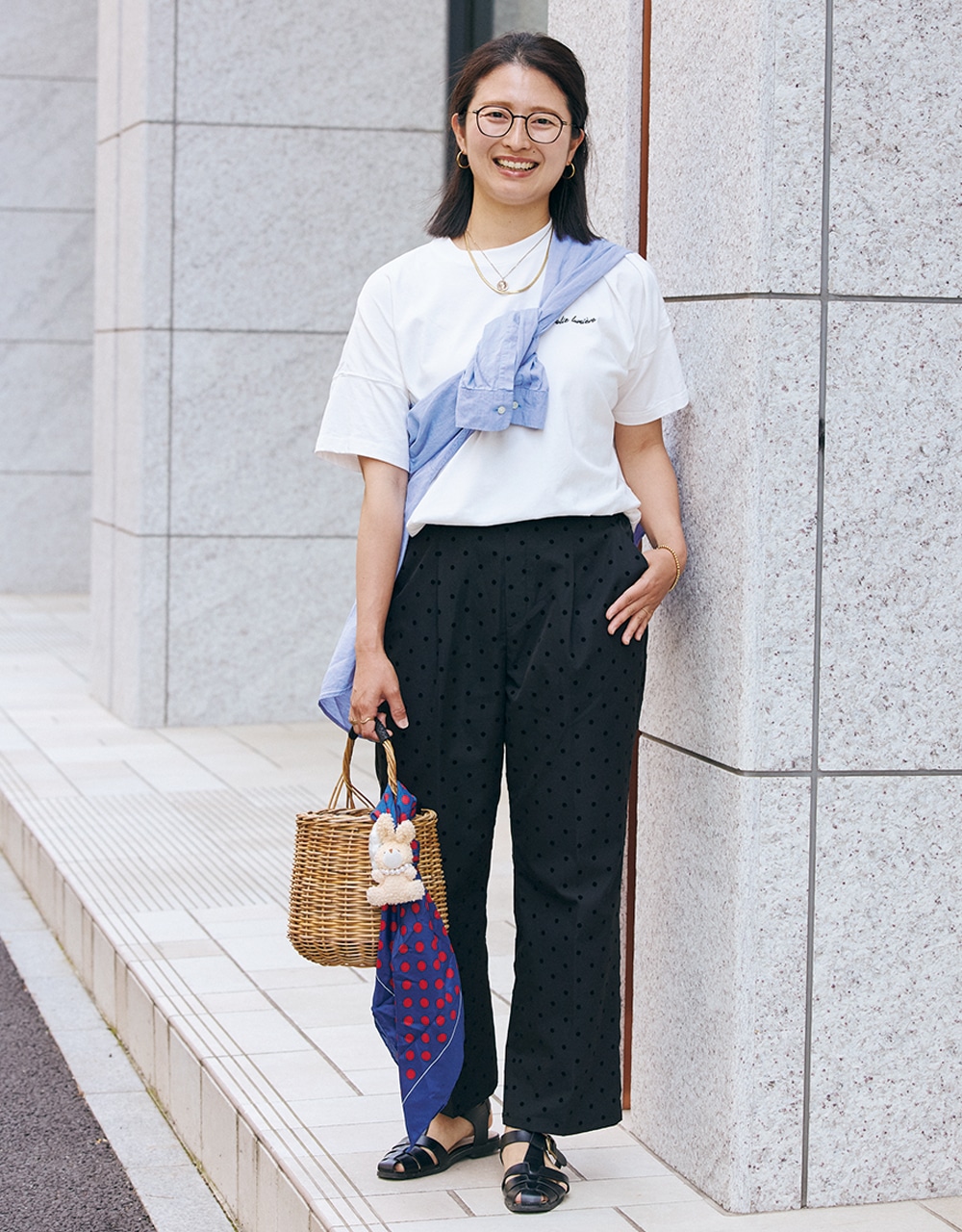 【夏のシャツ アレンジコーデ】モノトーンコーデにさわやかブルーをひとさじ LEE100人隊 TB たわさん