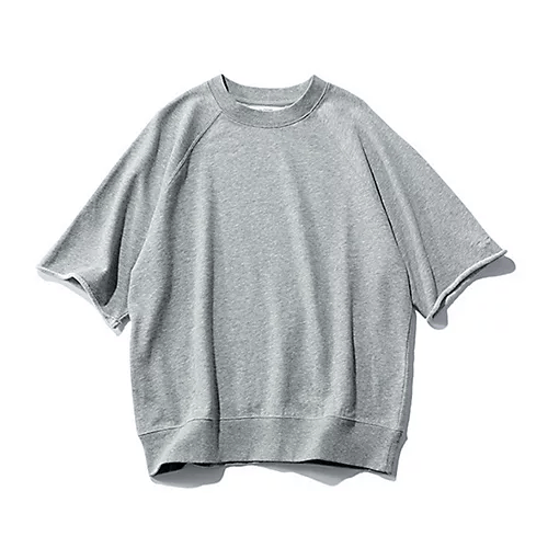 12closet【洗える】USAコットン 五分袖スウェット グレー