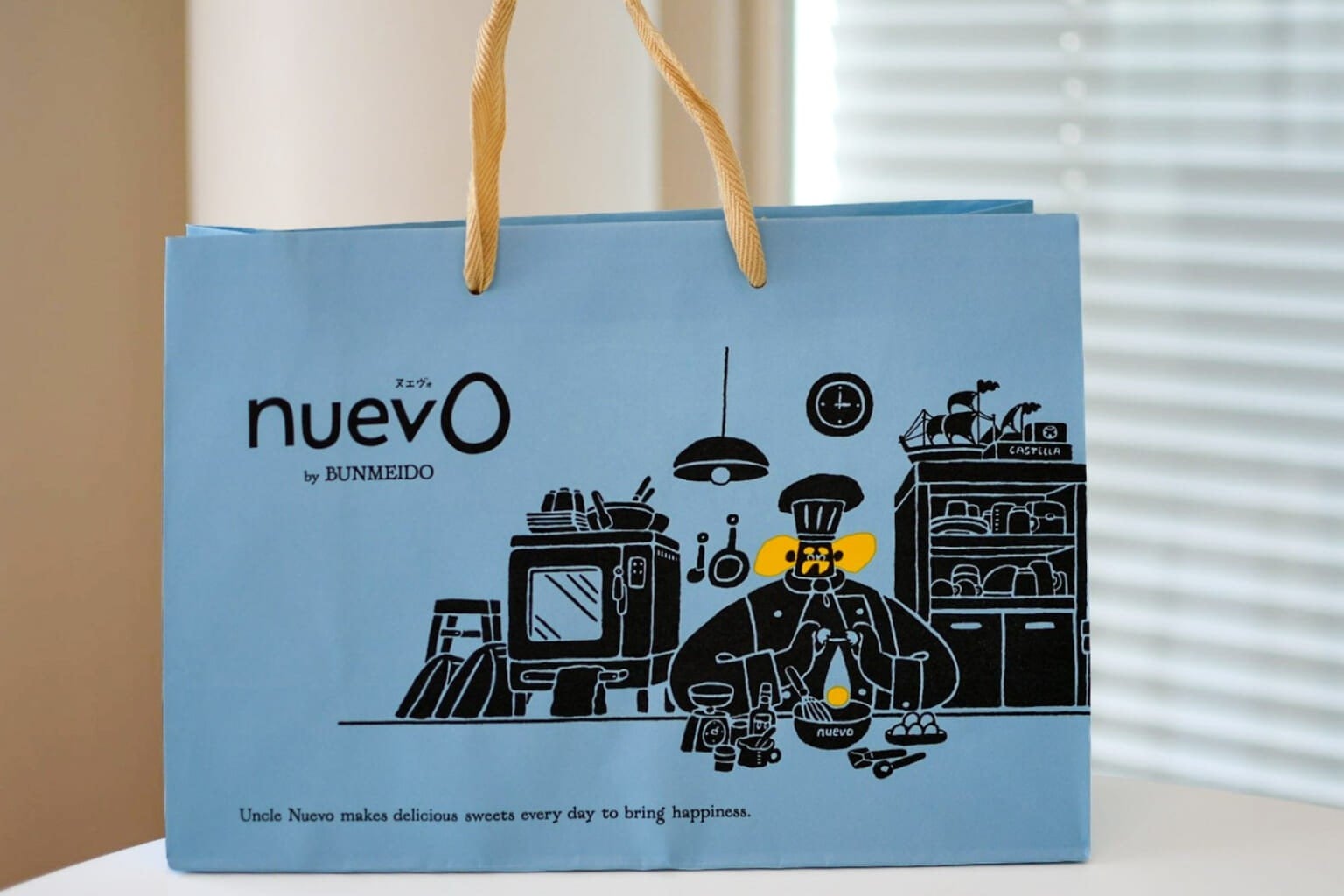 東京駅おすすめ帰省土産の『nuevo by BUNMEIDO』の紙袋（ショッパー）のデザイン