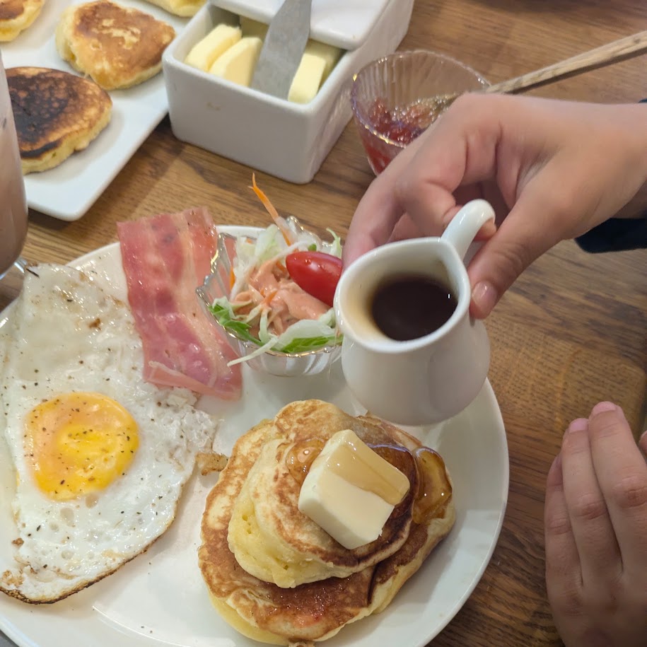 夏休み 子供の朝ごはん パンケーキセット
