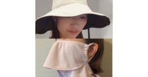 ヤケーヌを着用した女性とWpc.のつば広UVハットをかぶる女性