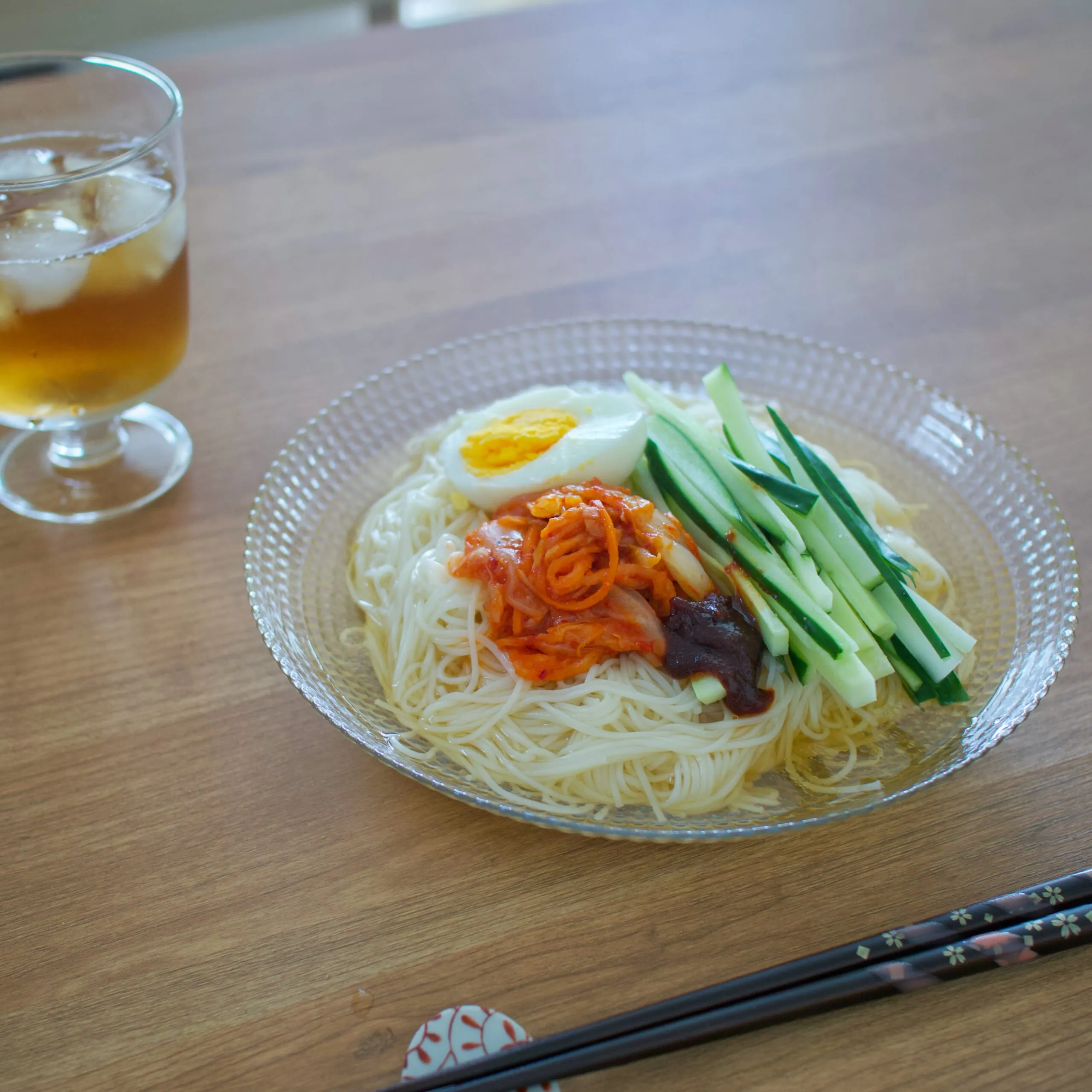 「めんつゆで韓国冷麺」完成例