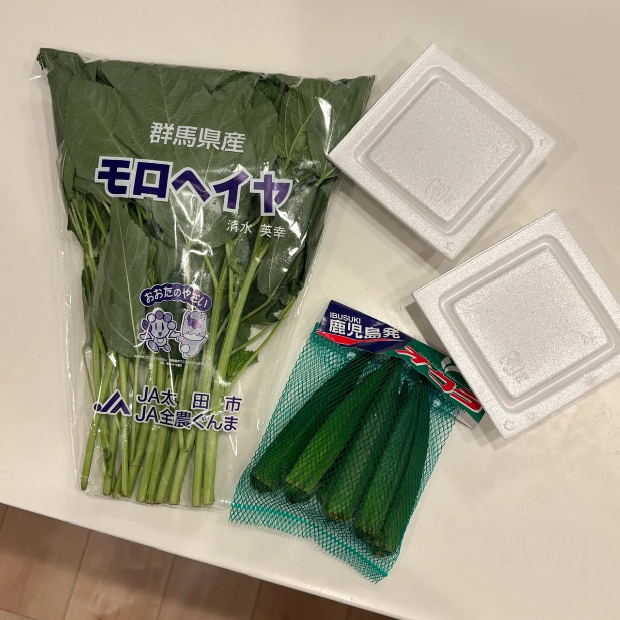 「モロヘイヤ納豆そうめん」材料