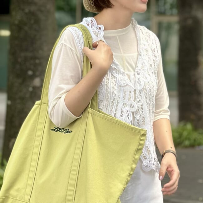 30代ママ夏休みコーデ L..L.Beanグローサリートート