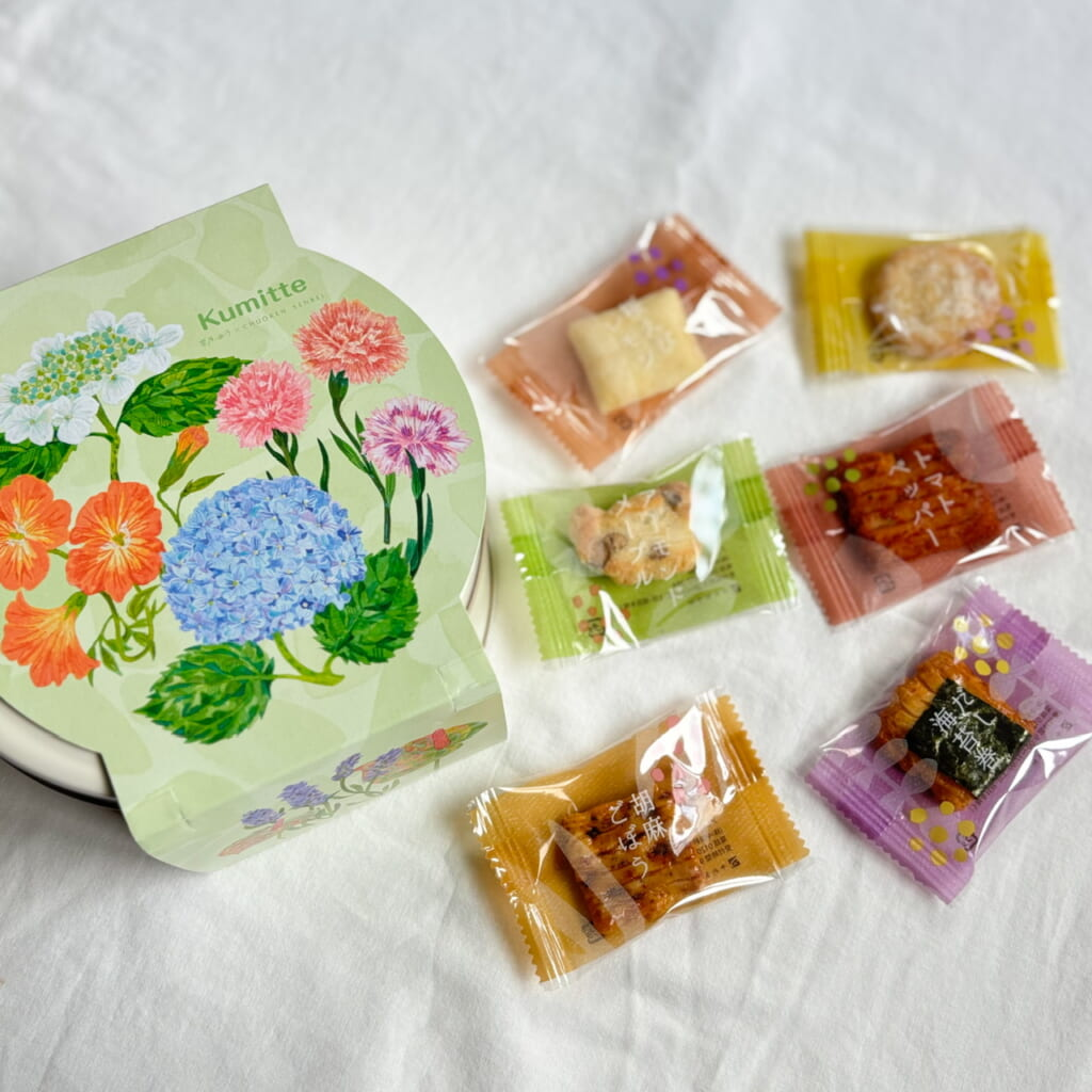 きりのさかby 中央軒煎餅「Kumitte -クミッテ-」缶と中身