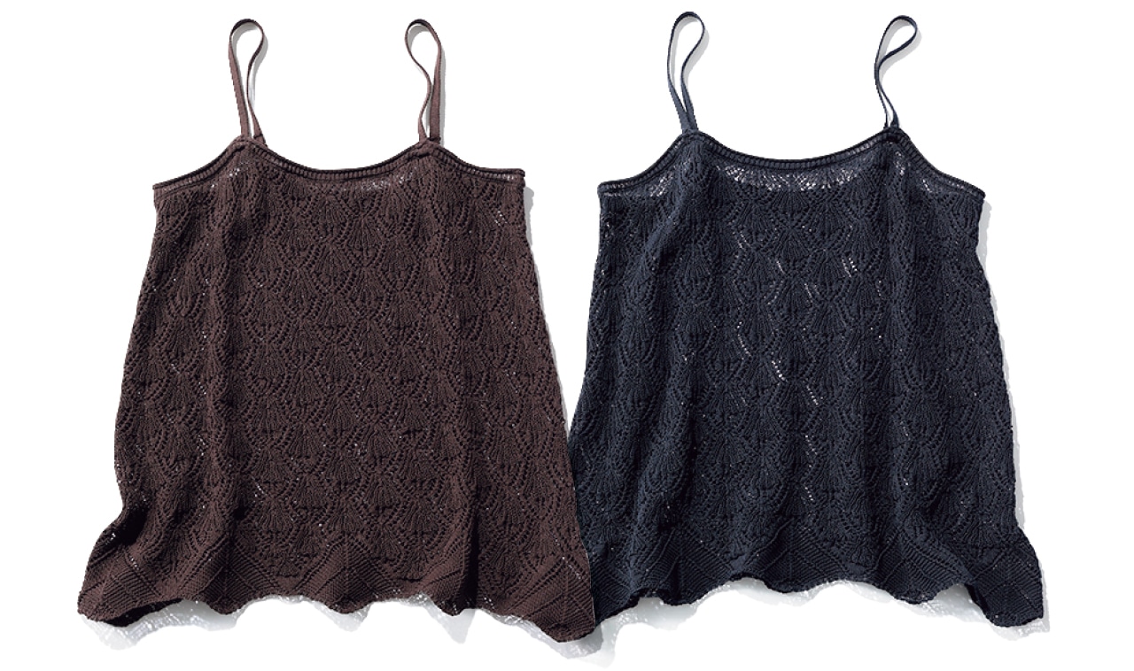 12closet（トゥエルブクローゼット）【洗える】透かし編みニットキャミソール