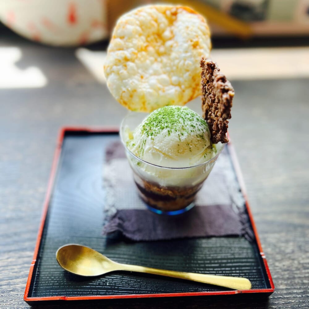 おかきカフェ 茶菓処(藤永製菓) 茨城県　食べ歩き おかきパフェ