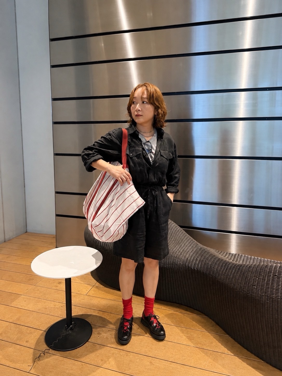 HAYの「Outdoor Market Picnic Bag」。スタイリスト徳永千夏さん全身コーディネート