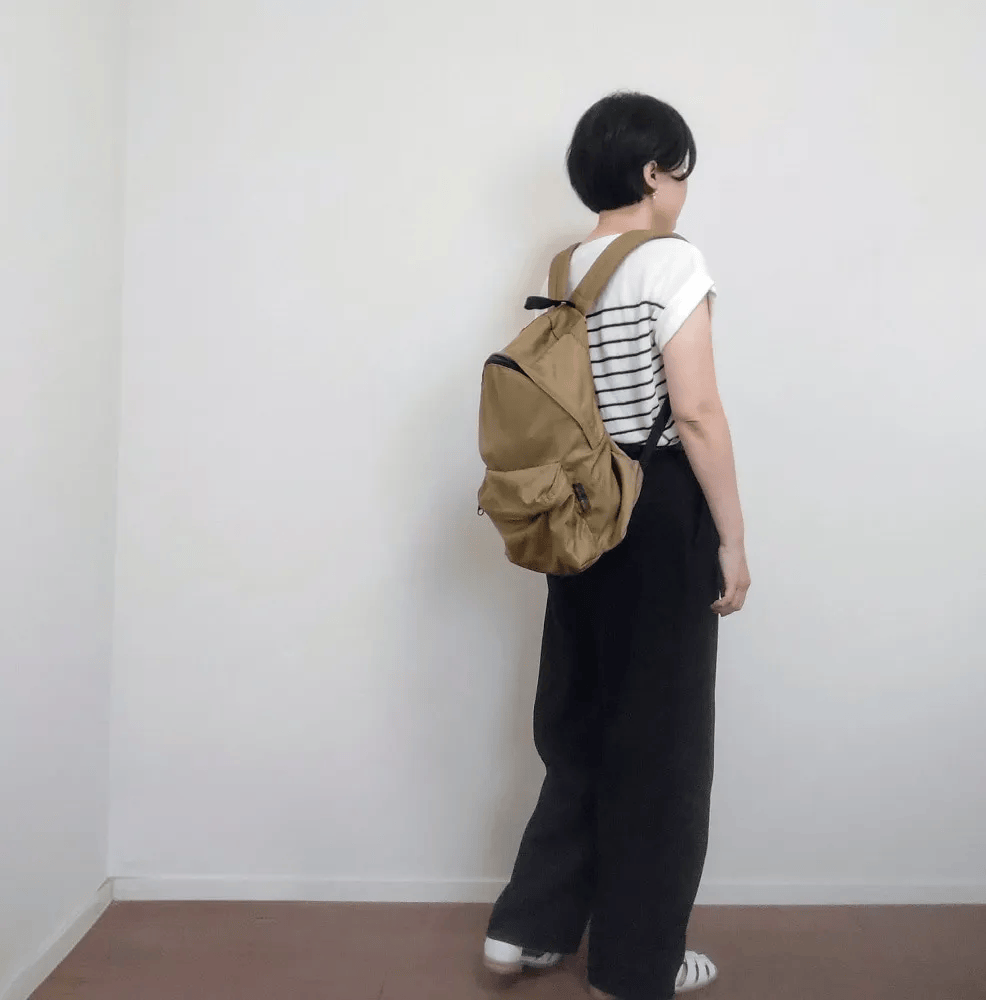エルベシャプリエ「Herve Chapelier 978N (ナイロンデイパックMLサイズ）」背負ったところ