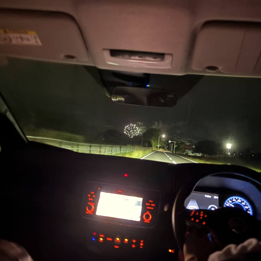 花火 車内から