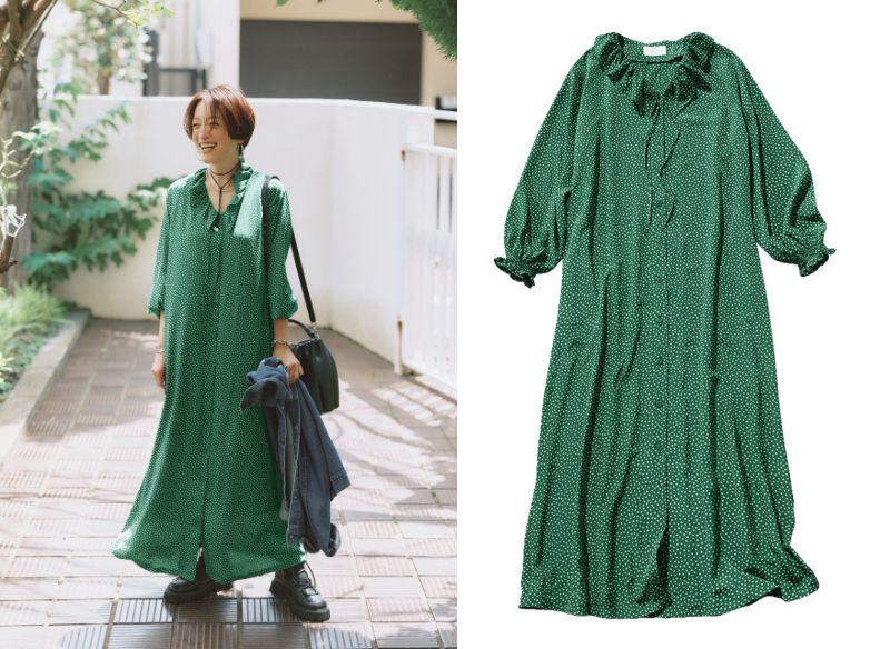 LEEマルシェ 高山都 12closetコラボ ワンピース グリーン