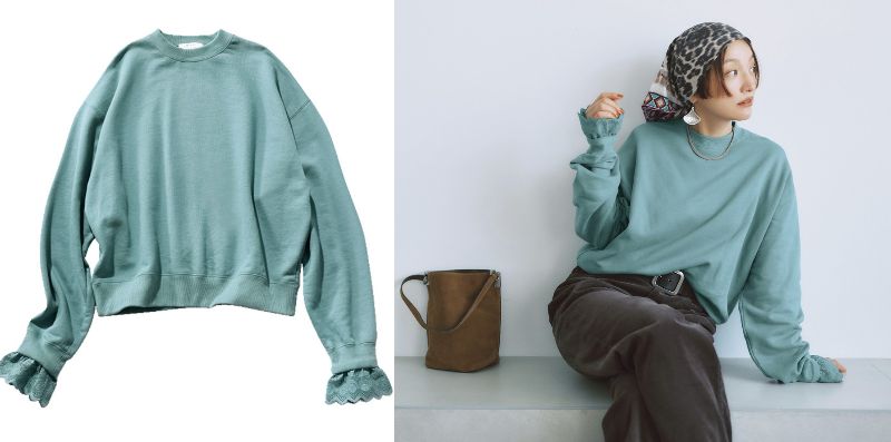 LEEマルシェ 高山都 12closetコラボ スウェット ライトグリーン