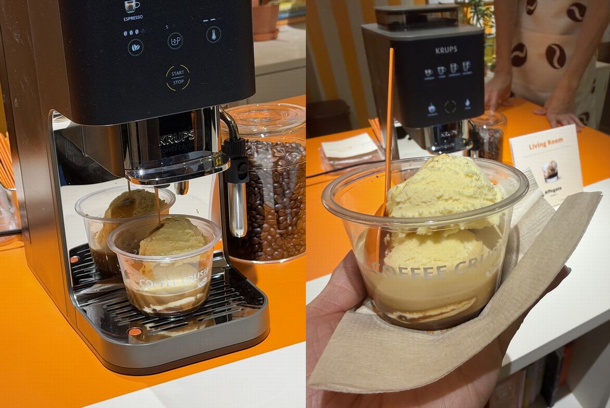 発表会では、ひと足お先にコーヒーメニューの体験も。私はアフォガードをいただきました