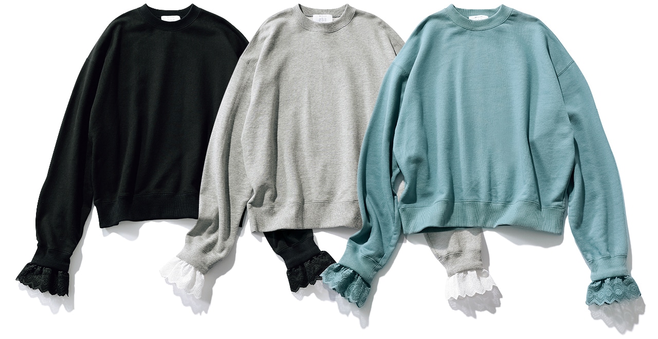 20th Anniv. LEE限定 12closet（トゥエルブクローゼット）【洗える】【高山都さんコラボ】袖レーススウェット