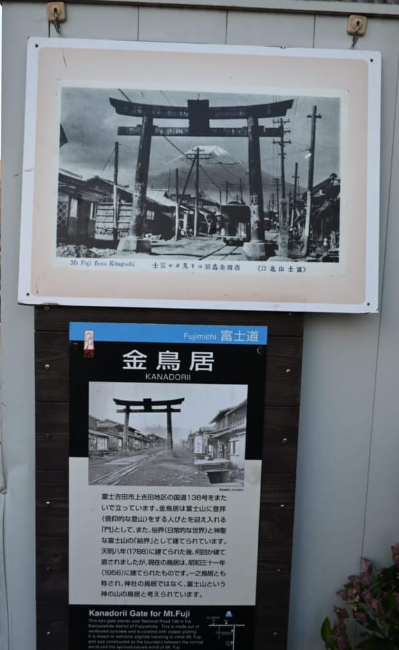 吉田の火祭り 金鳥居 案内 看板