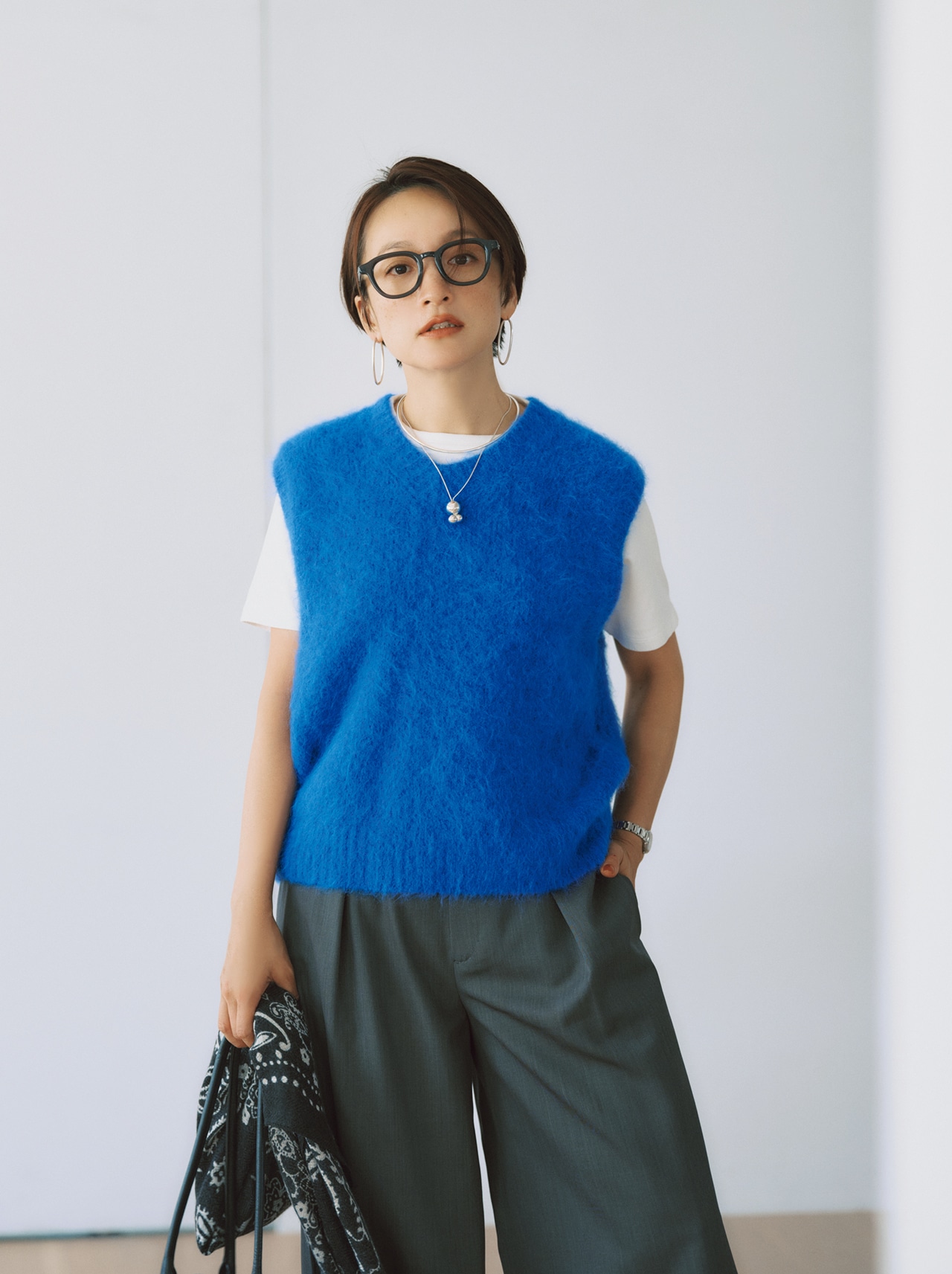 高山都さんのTHE SHINZONE(ザ シンゾーン)【高山都さんセレクト】ALPACA SHAGGY KNIT VESTのコーデ