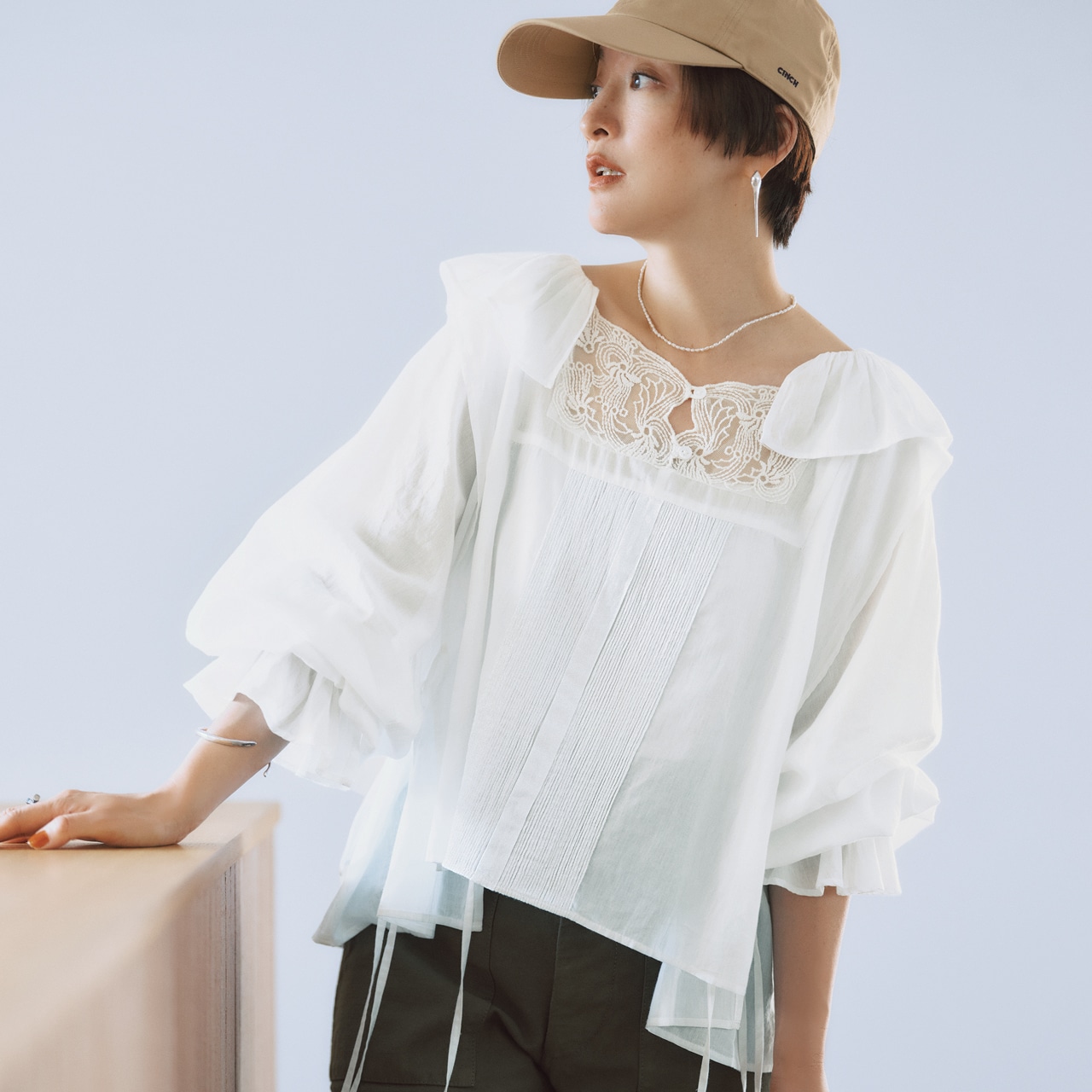 crinkle crinkle crinkle（クリンクル クリンクル クリンクル）【洗える】【高山都さんセレクト】victorian collar blouse