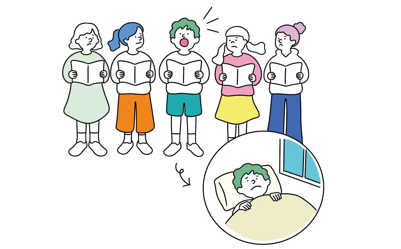 行事の練習で頑張りすぎて、周りに嫌がられる イラスト