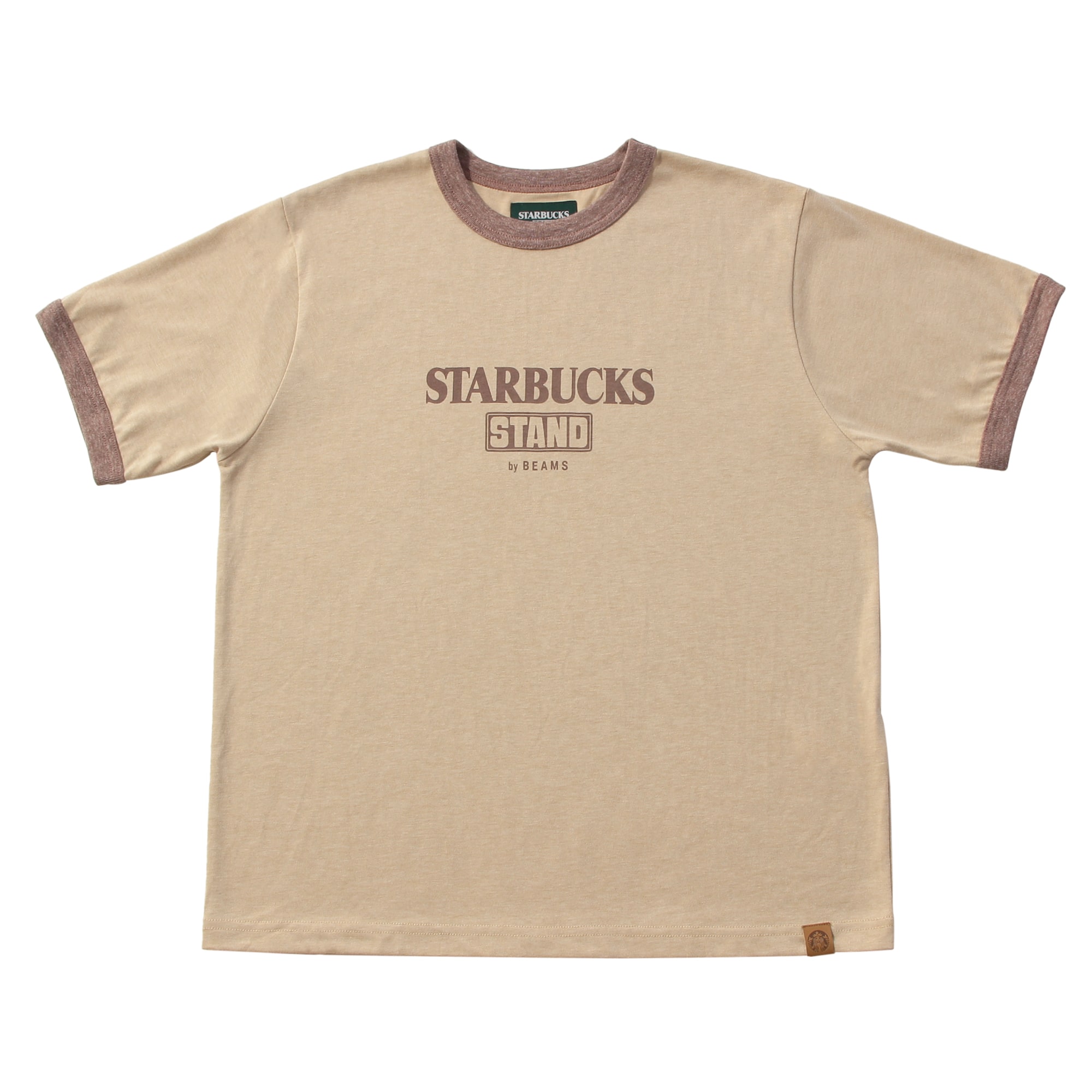 スターバックス　ビームス　STARBUCKSSTANDbyBEAMS リンガーT　ベージュ