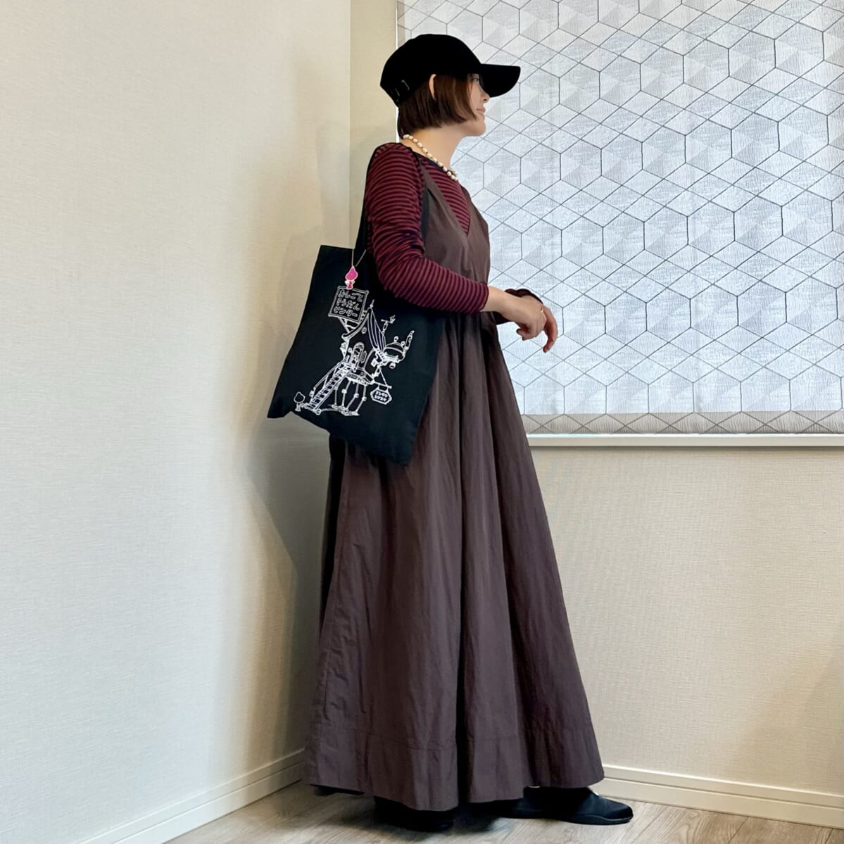 GUの「ソフトシアーボーダークルーネックT」 30代秋コーデ