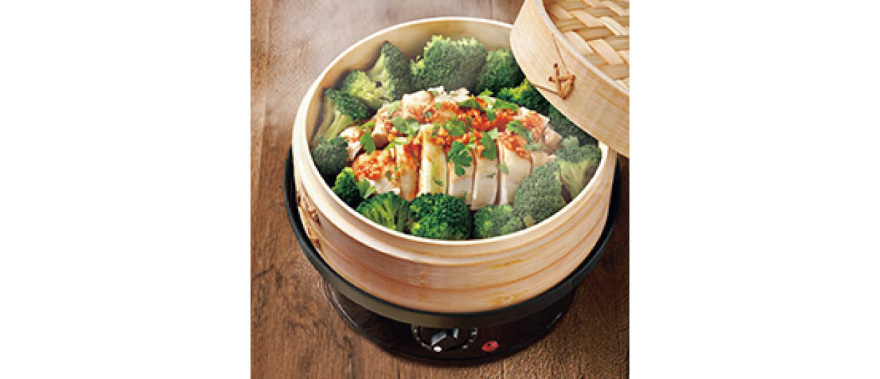 本製品には21㎝のせいろが付属。せいろと受け皿は水洗い可能
