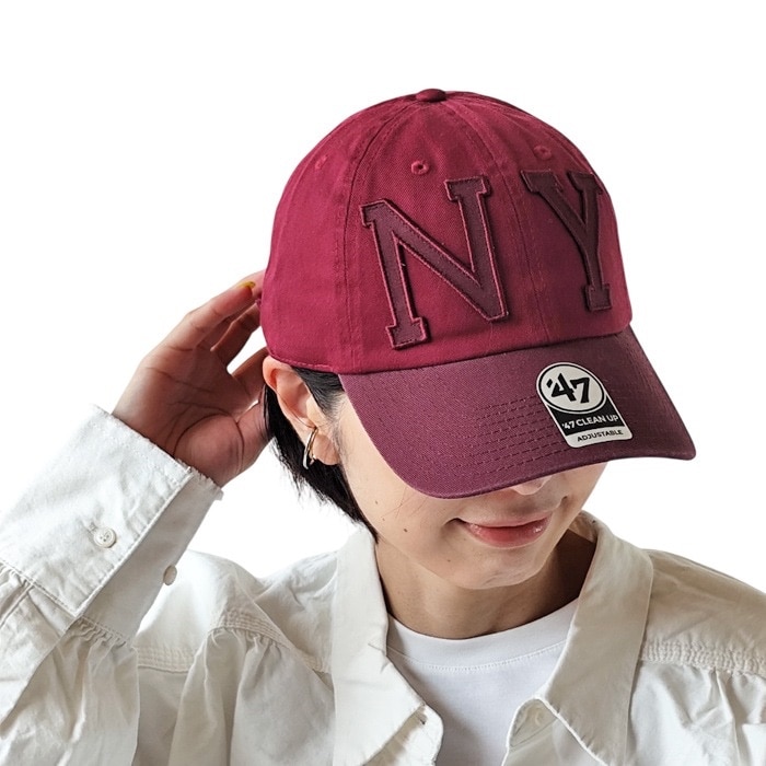 『'47 クリーンナップ ニューヨーク・ハイランダーズ YUKARI HAYASHI Big Logo Series ウルトラレッド / ダークマルーン』を被ったLEE100人隊
