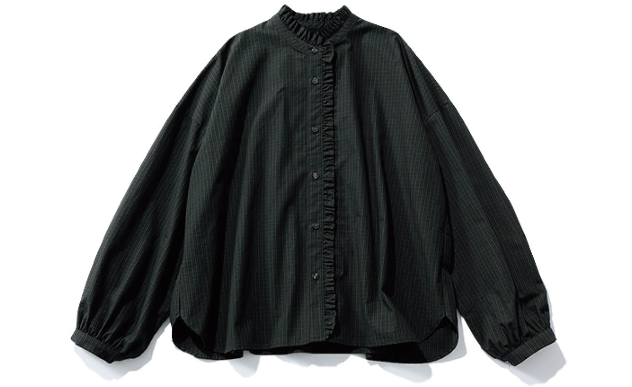 20th Anniv. LEE限定 12closet(トゥエルブクローゼット)【洗える】【石上美津江さんコラボ】チェックフリルブラウス