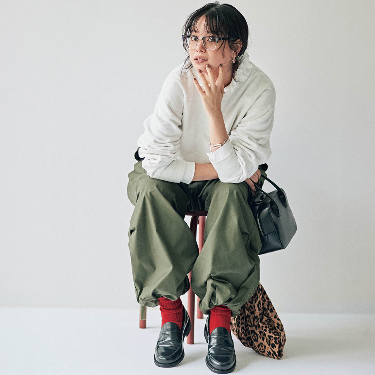 岸本セシルさんのウメダニットの靴下スタイル