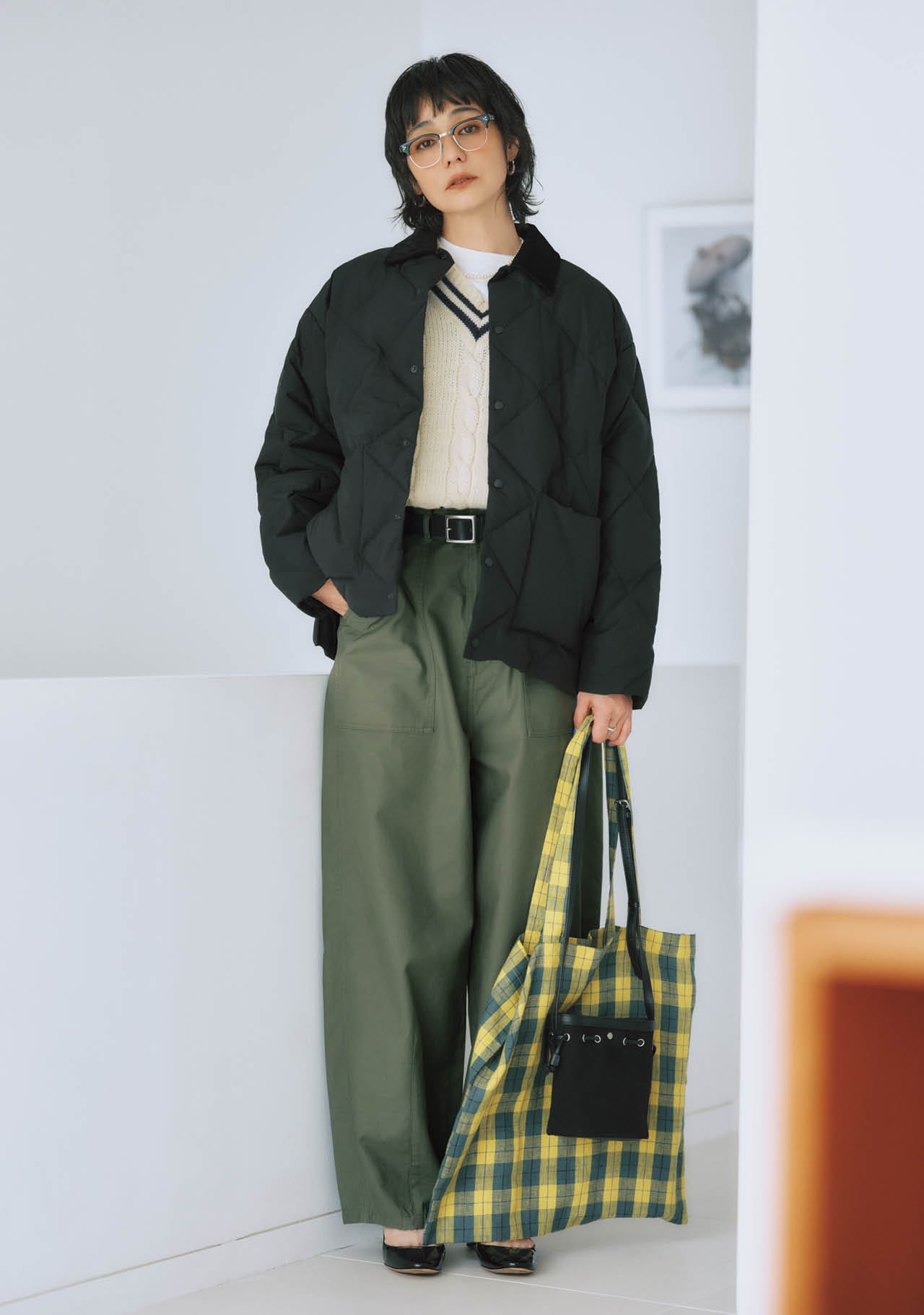 竹下玲奈さんの20th Anniv. LEE限定 12closet（トゥエルブクローゼット）【撥水】【石上美津江さんコラボ】衿付きキルティングダウン ブラックのコーデ
