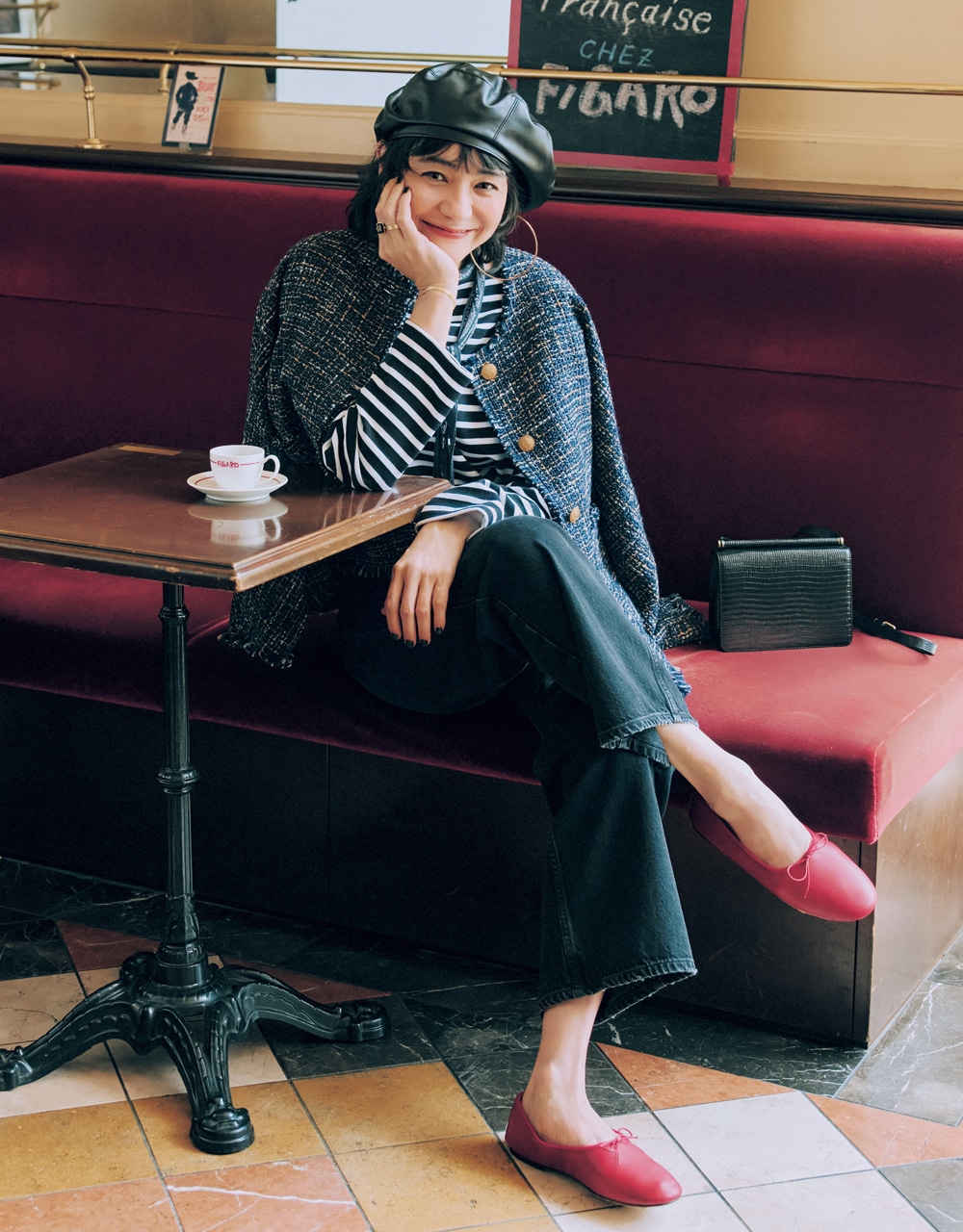 JOURNAL STANDARD L'ESSAGEのツイードジャケットコーデ 竹下玲奈さん