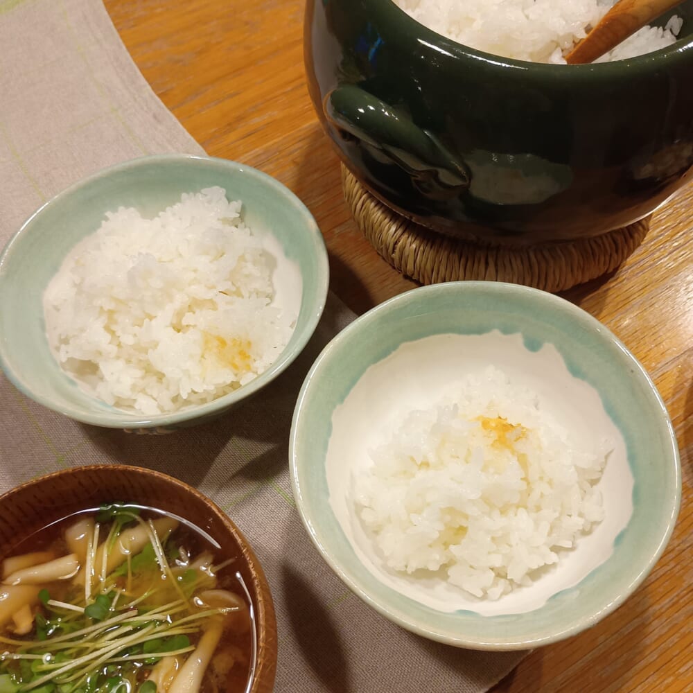 新米 土鍋 よそる