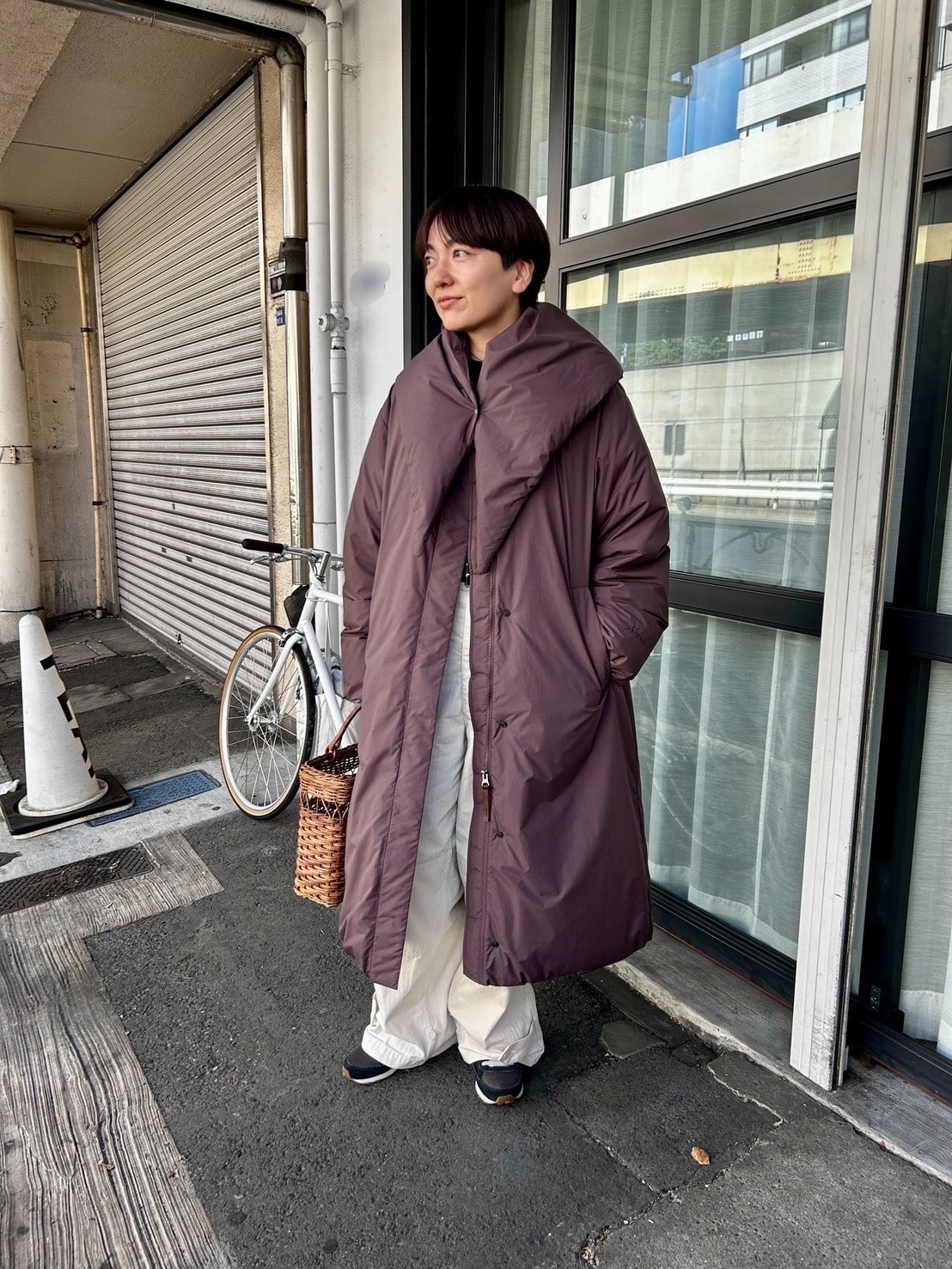 【兵藤千尋さんコラボ】三角ストール付きロングダウンコート ブラウン