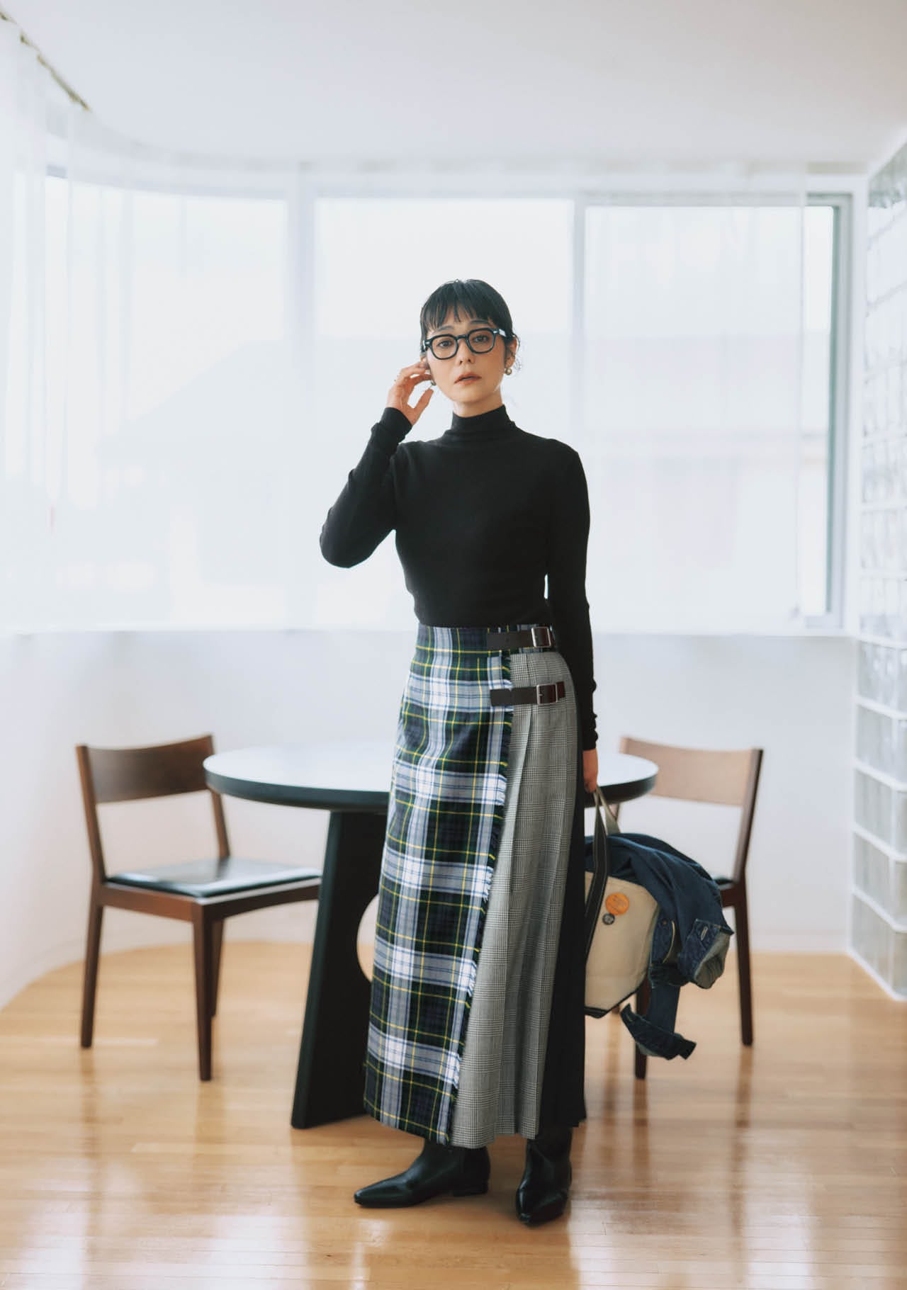 竹下玲奈さんの20th Anniv. LEE限定 O’Neil Of Dublin（オニール オブ ダブリン）【石上美津江さん別注】パネルキルトスカートのコーデ