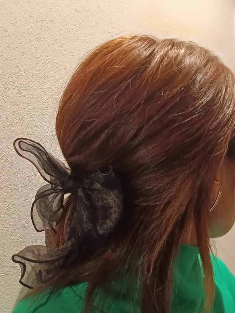 しまむら購入品 ヒョウ柄ヘアゴム 着用
