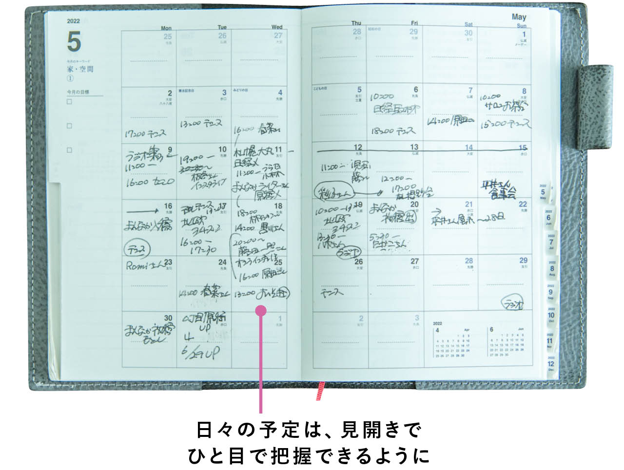 一田憲子さんのマンスリーの手帳