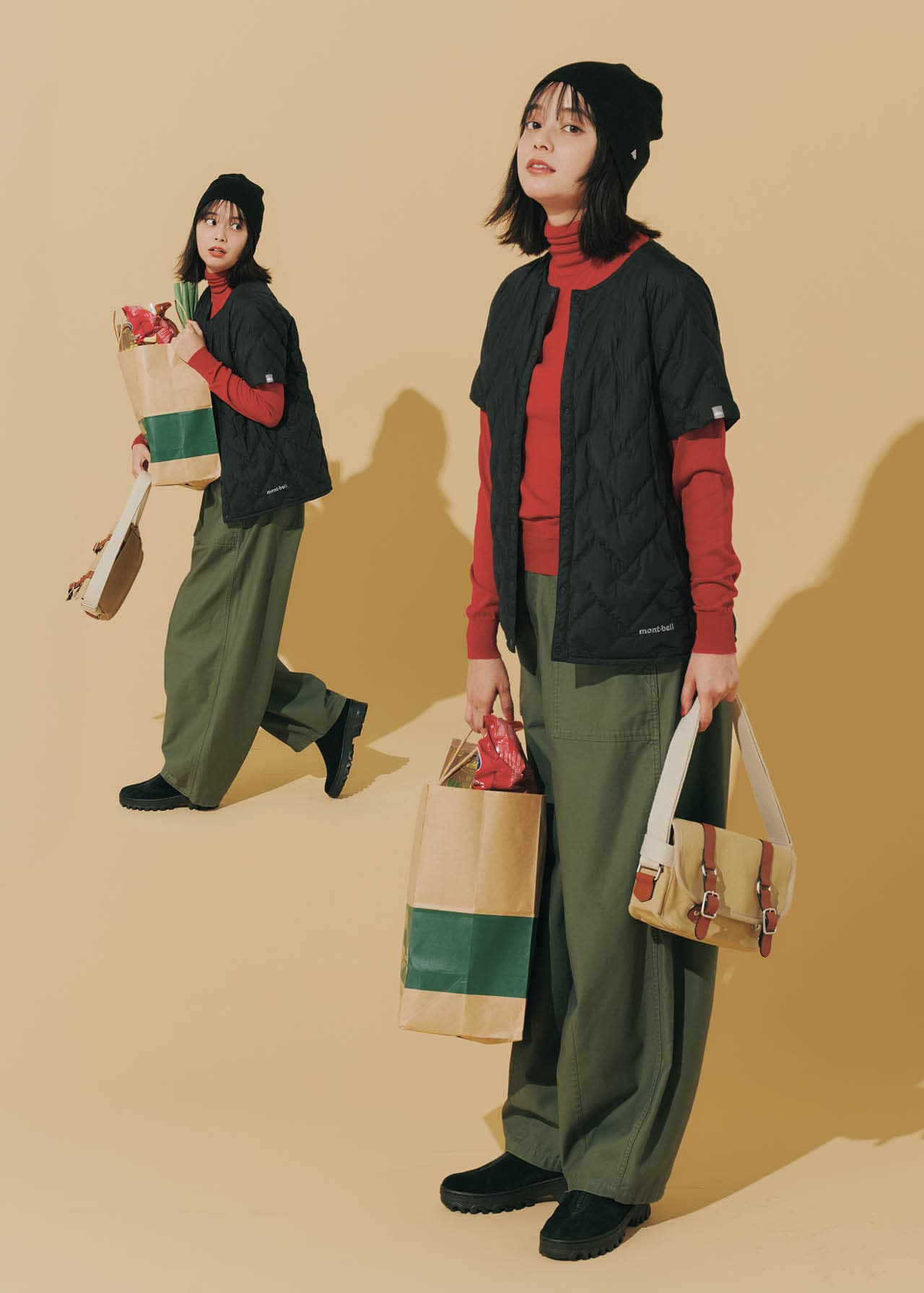 岸本セシルさんの20th Anniv. LEE限定 mont-bell（モンベル）【洗える】【帯電気防止】【LEEマルシェ20th別注】スペリオダウン ラウンドネックT Women’sのコーデ