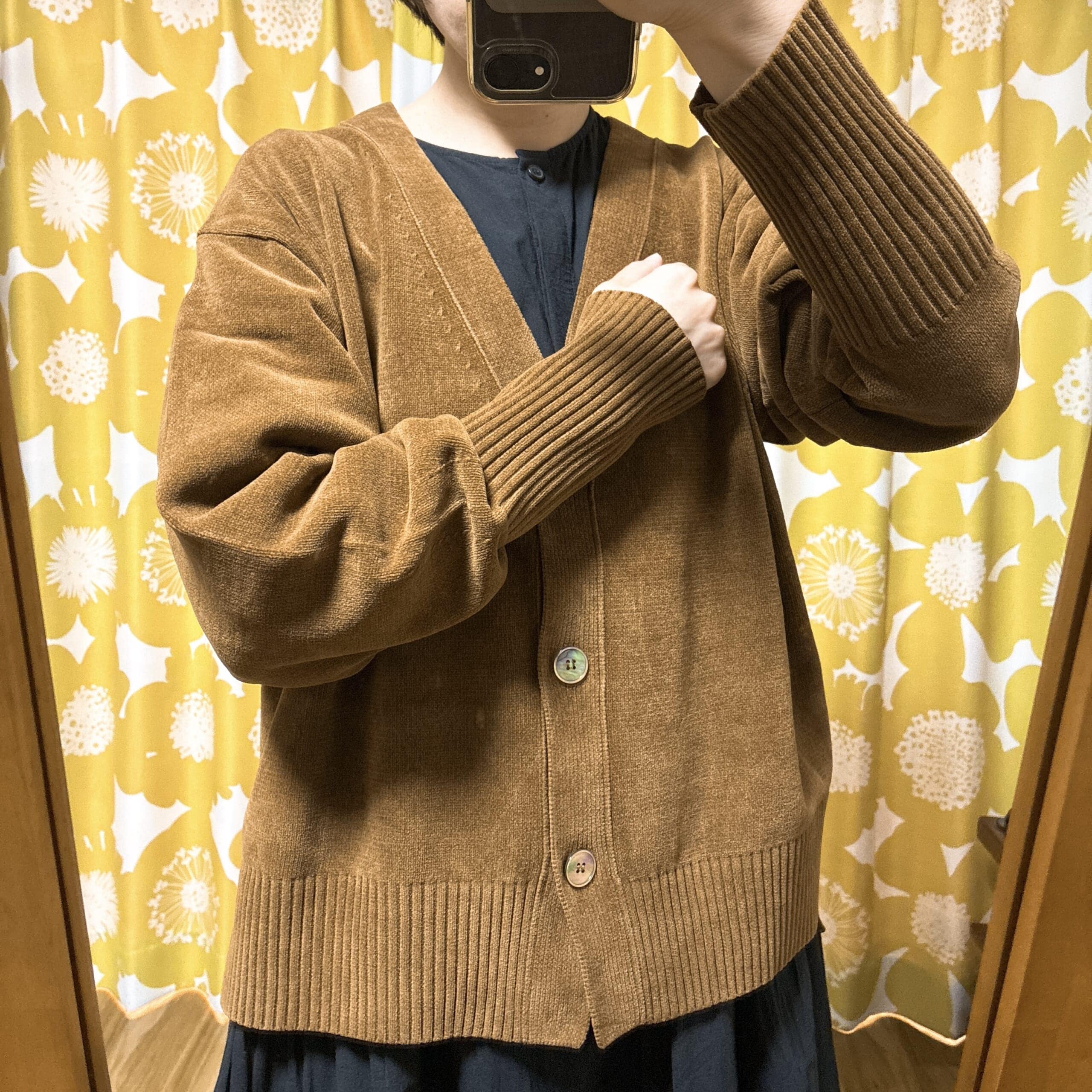 サロンアダムエロペ SALON adam et rope クリーミーコットン creamy cotton Vネックカーディガン キャメル