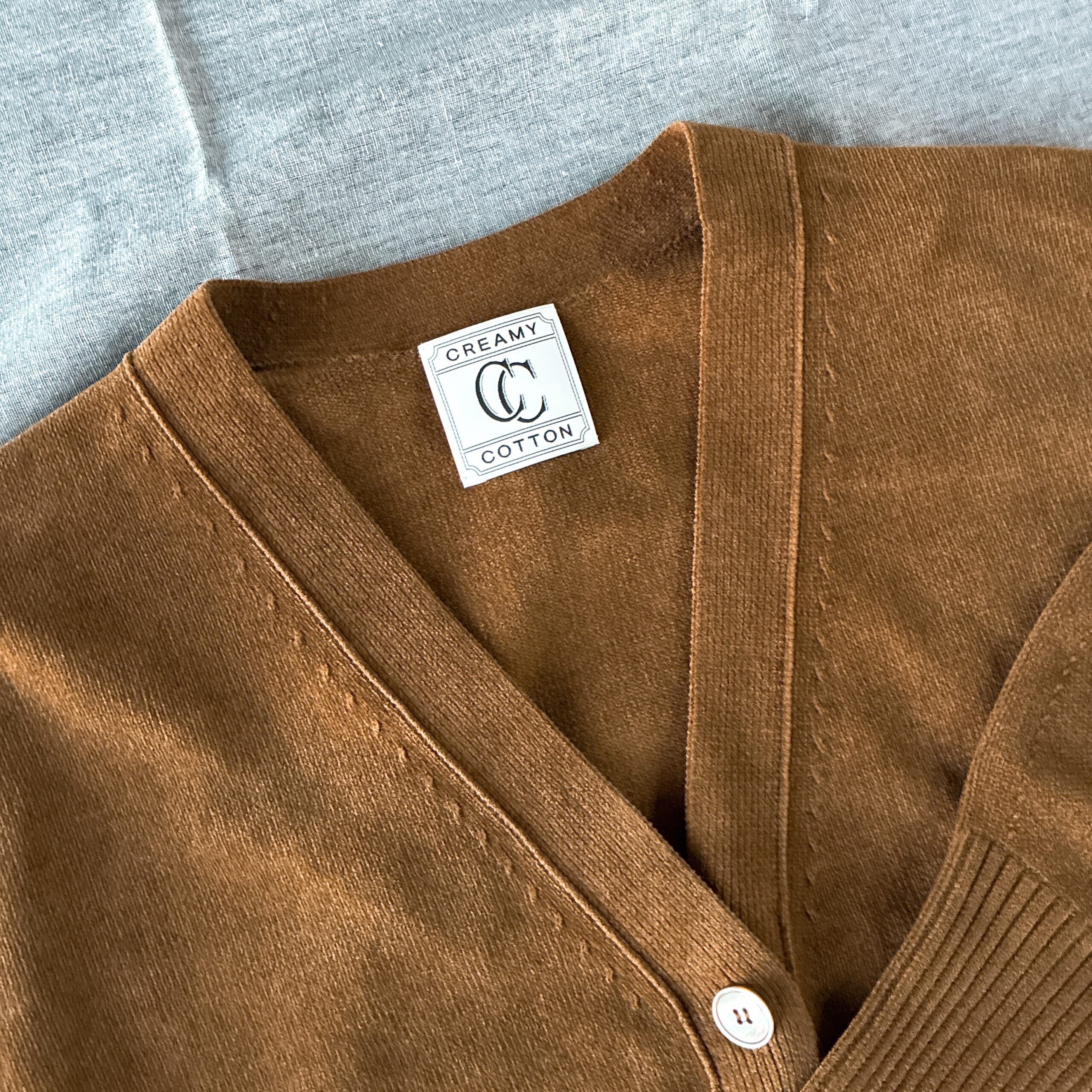 サロンアダムエロペ SALON adam et rope クリーミーコットン creamy cotton Vネックカーディガン キャメル